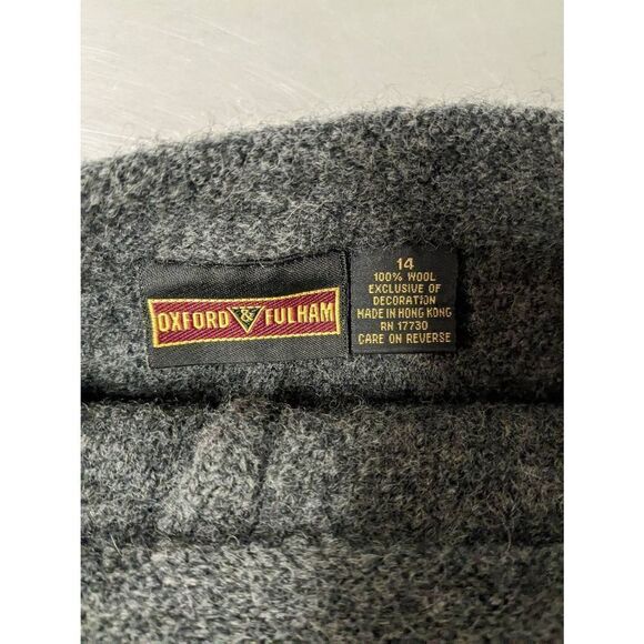 Oxford & Fulham Vintage Y2K Women's 100% Wool Gray Mini Skirt With Embroidered F - Picture 4 of 6